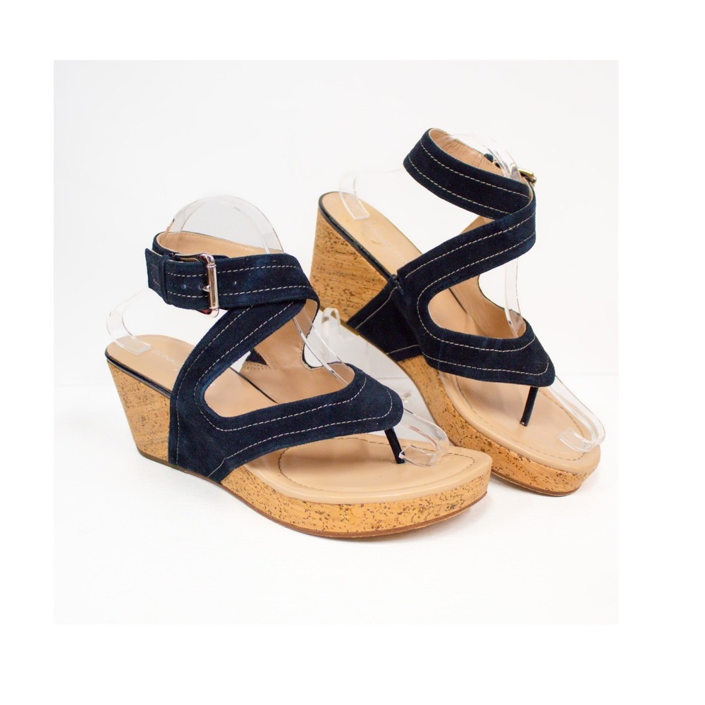 Donald J Pliner Alma-KS Wedge Sandals Womens 10M Buckle Ankle Strap